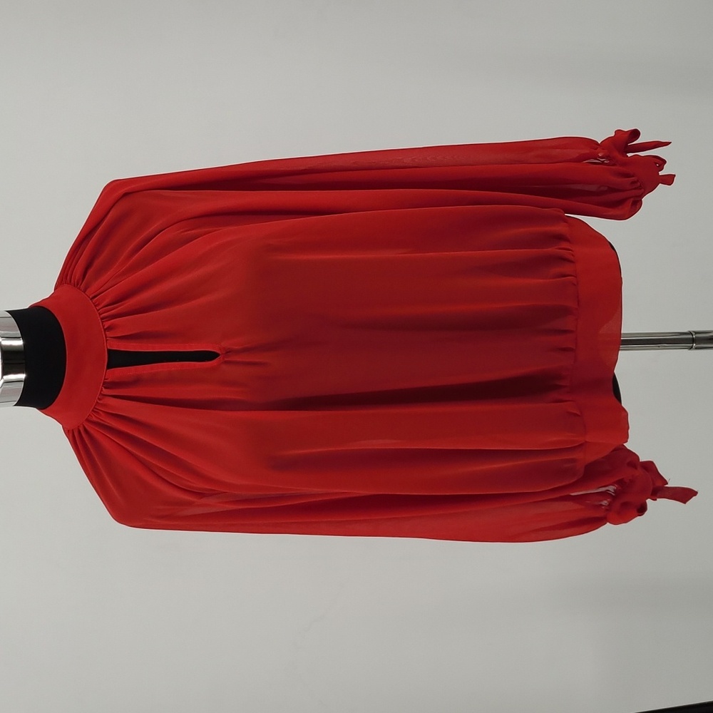 NWT New York & Company Red Chiffon Blouse Women's Size Medium